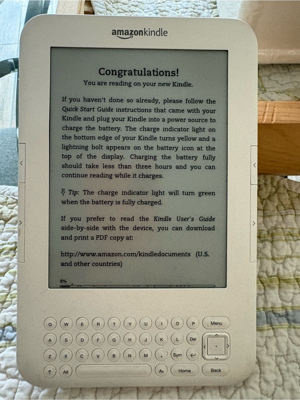 Amazon Kindle E-Reader in White with Physical Keyboard
